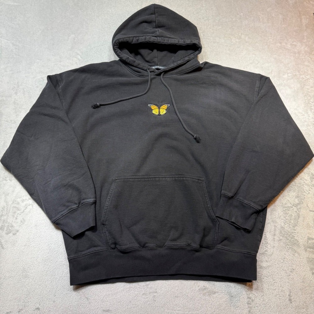 Brandy Melville Butterfly Hoodie Oversized Faded Black Sweatshirt