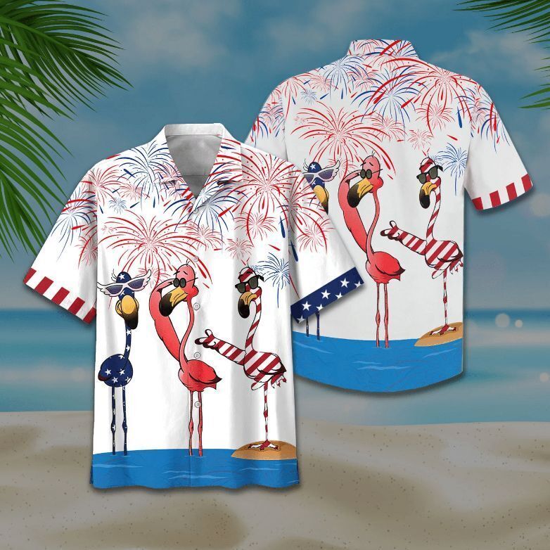 American Flamingoes Print 3D Hawaii Shirt BEST PRICE OVER PRINT HALLOWEEN GIFT