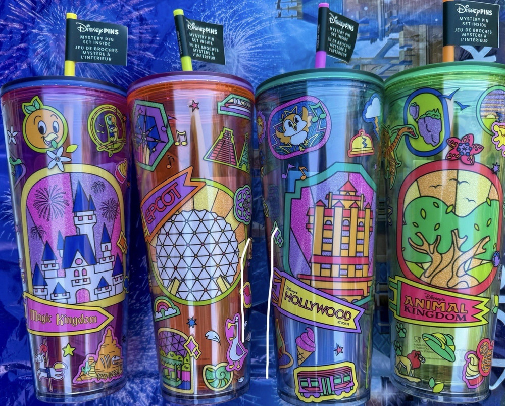 2026 Disney Parks Starbucks Magic Animal Epcot Hollywood Tumbler Straw Set 4 New