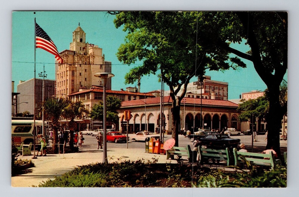 St Petersburg FL-Florida, Post Office, Downtown Business Area,Vintage Postcard
