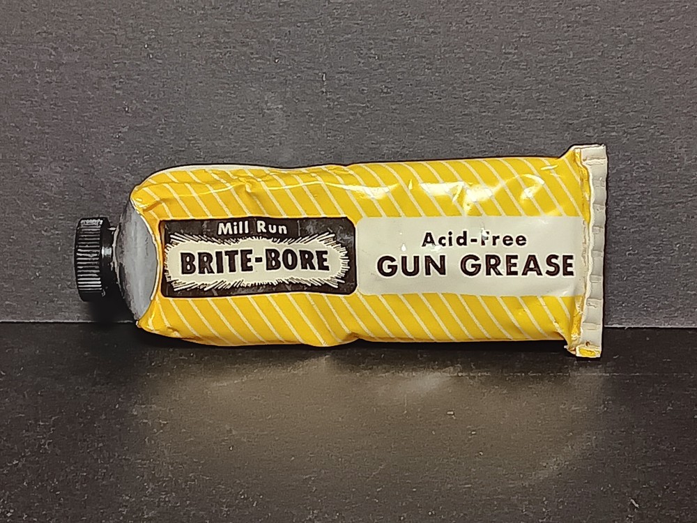 Vintage Mill Run Brite-Bore Acid-Free Gun Grease Used Opened Gun Cleaning-image