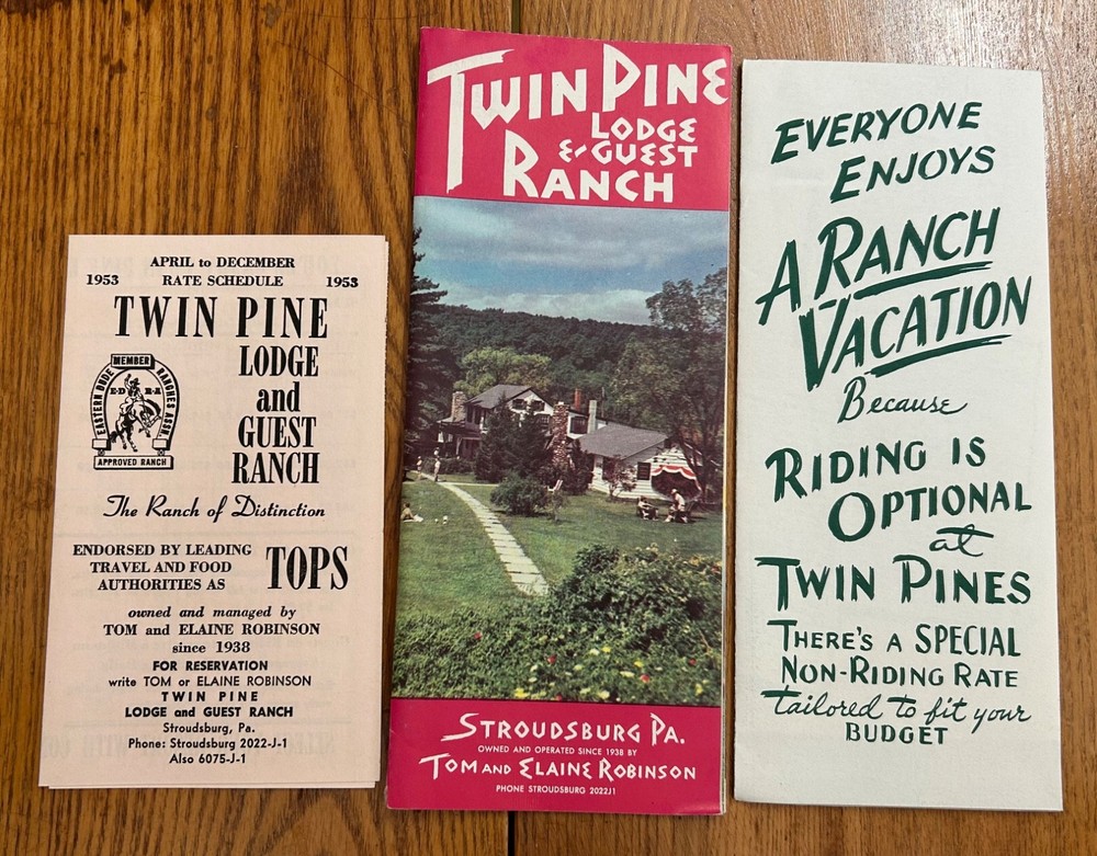 Vintage 1950’s Brochure Twin Pine Lodge Stroudsburg PA Pocono Mountains