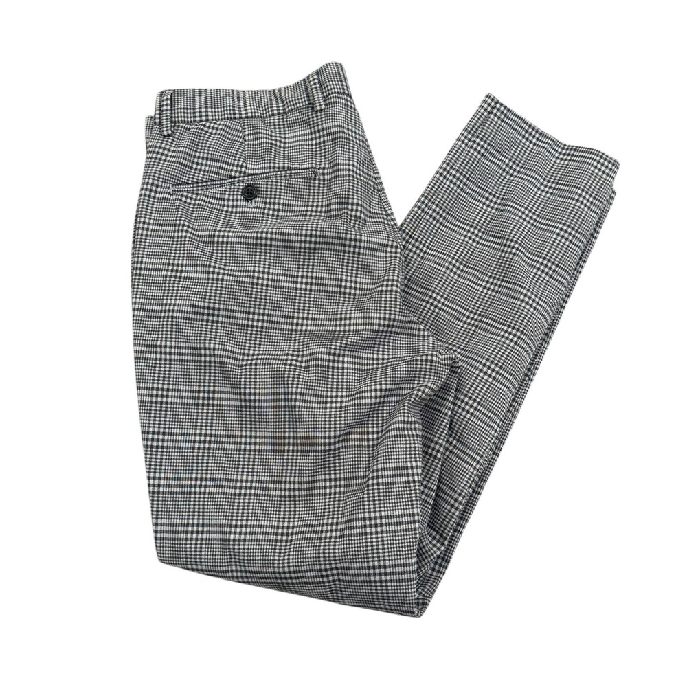 Gap For Good Pants Mens 34x30 Gray Plaid Skinny Stretch Dress Trousers Casual