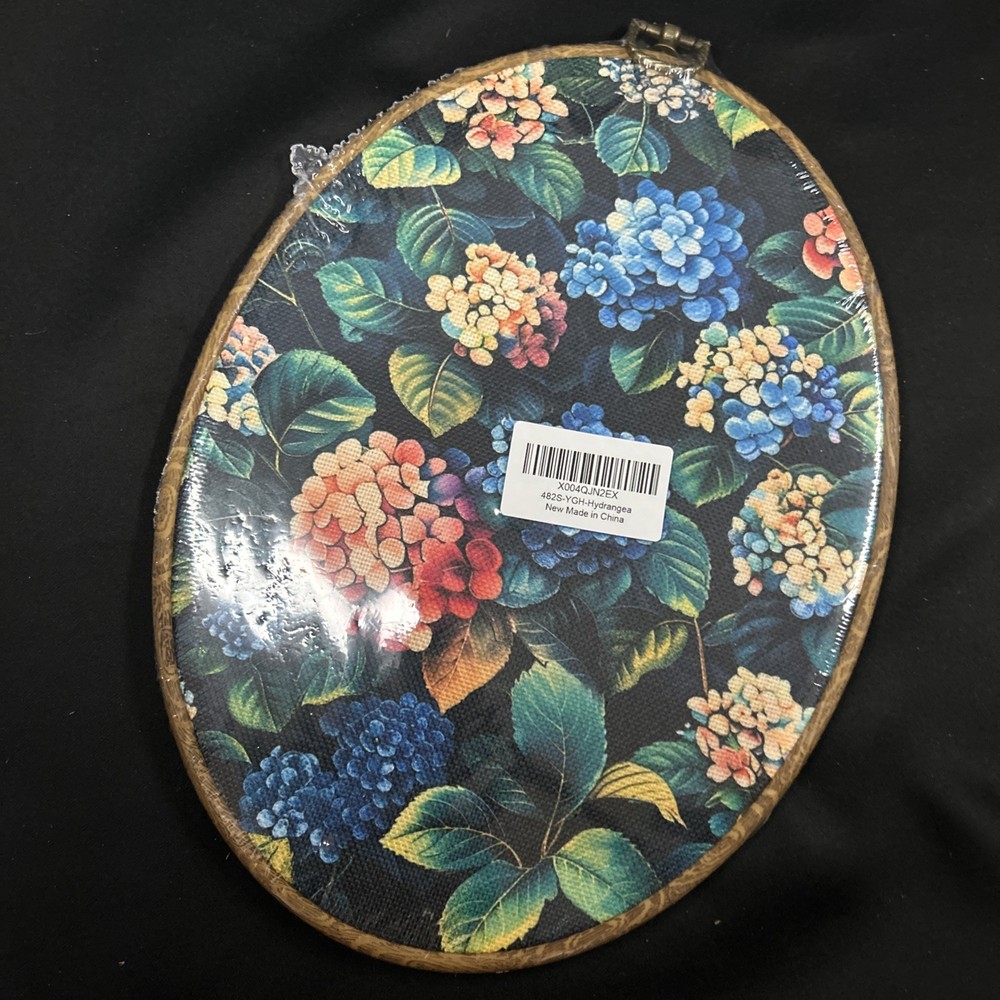 Vintage Hydrangea Floral Oval Wall Art Decor, Retro 8.6” X 11.4”