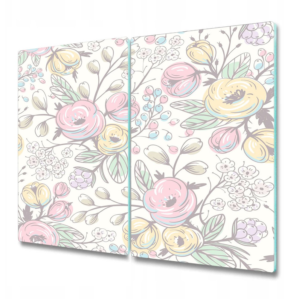 Glass Surface Protector Colourful hand-drawn flowers light pink 2x30x52