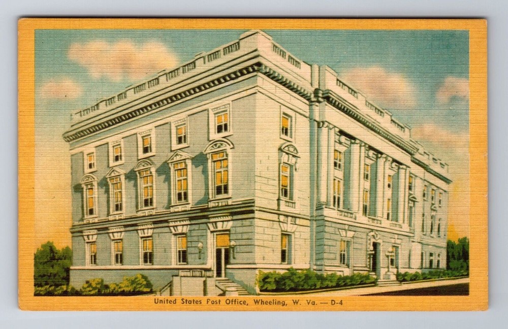Wheeling WV-West Virginia, United States Post Office, Antique Vintage Postcard