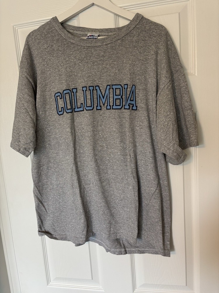 Champion Columbia Men's XL Gray Graphic Logo Cotton Crew Neck Short Sleeve Tee