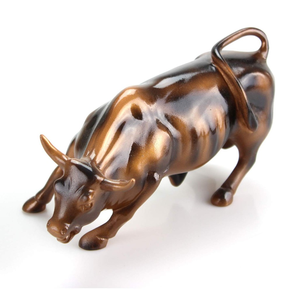 Bronze Wall Street Bull Stock Market NYC Figurine Statue Large