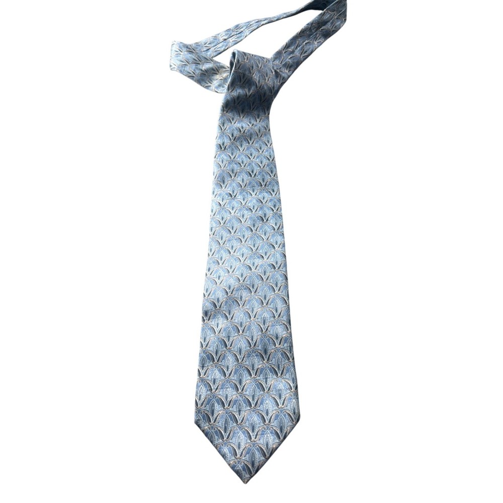 Ermenegildo Zegna Silk Tie Blue Paisley Pattern Designer Mens Necktie