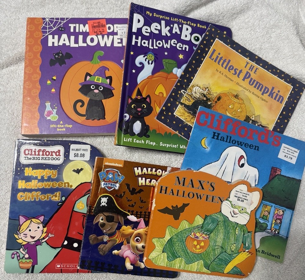 Halloween Children’s Book Lot Clifford Paw Patrol & more - 7 holiday books
