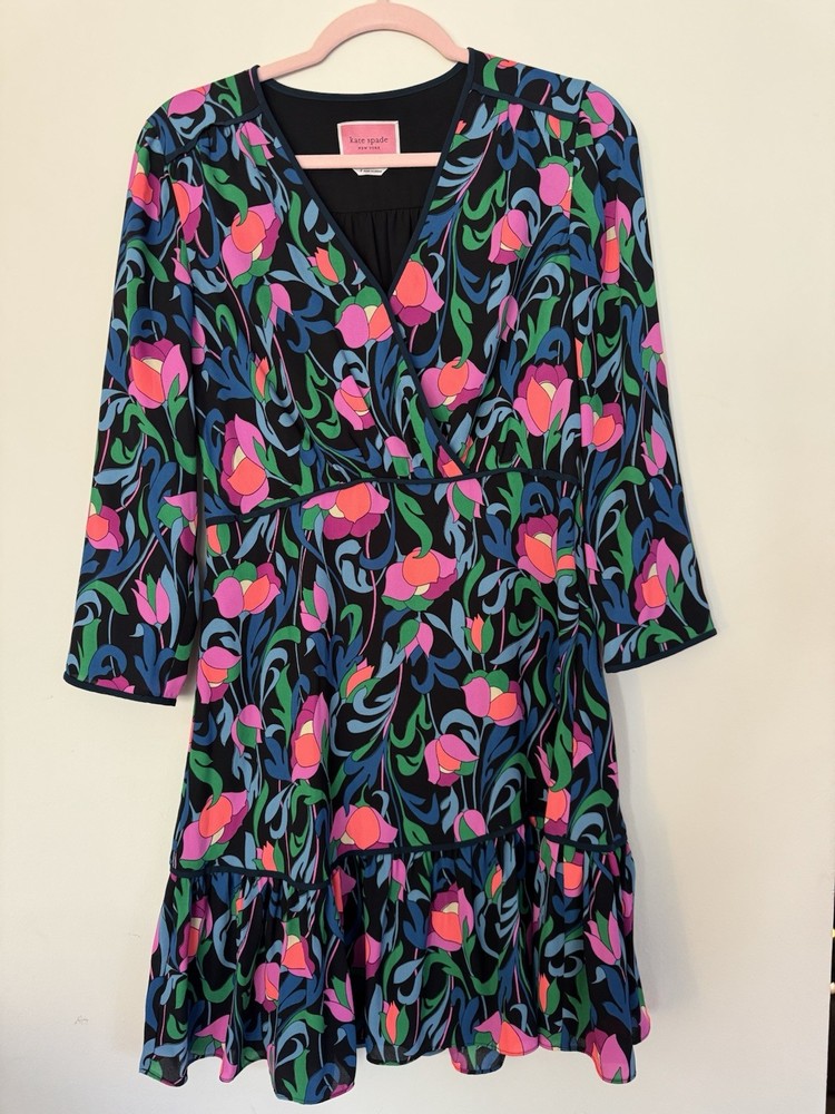 Kate Spade New York Black Floral Swirl Dress Size 4