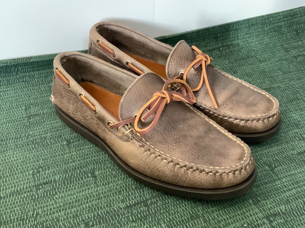 RANCOURT & Co.Brown Leather Loafer Moccasin Boat Shoe Mens size 8 US Made in USA