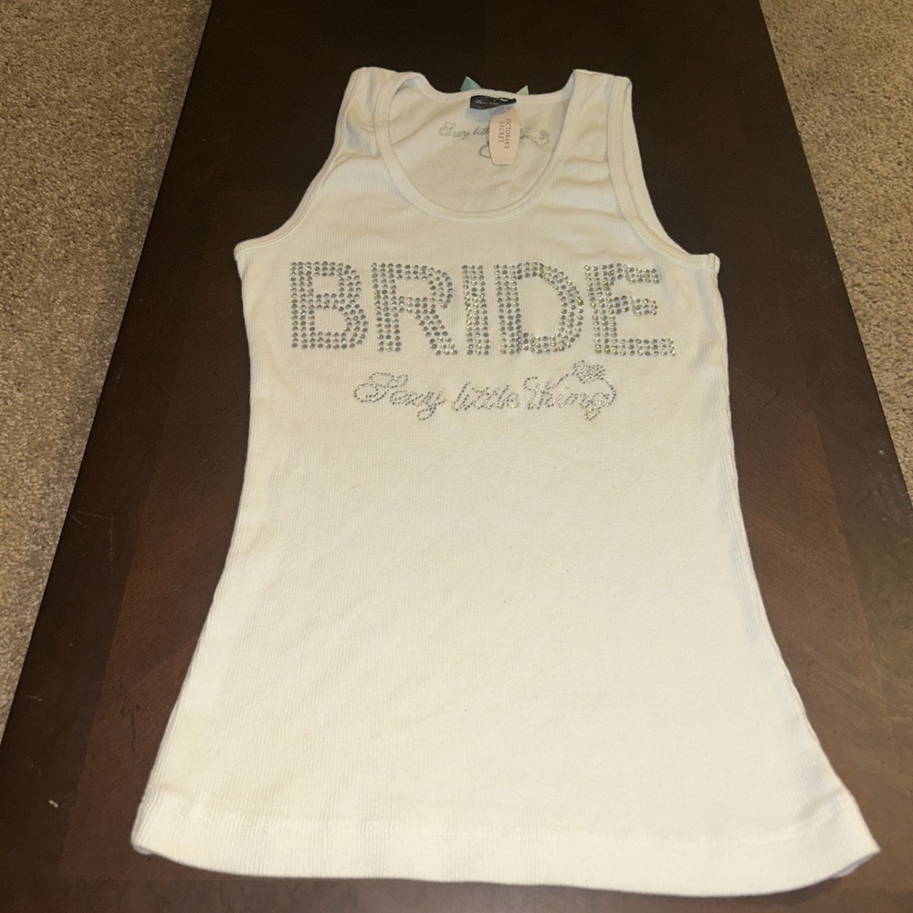 Victoria’s Secret BRIDE Sexy Little Thing white ribbed tank SMALL -Imperfect