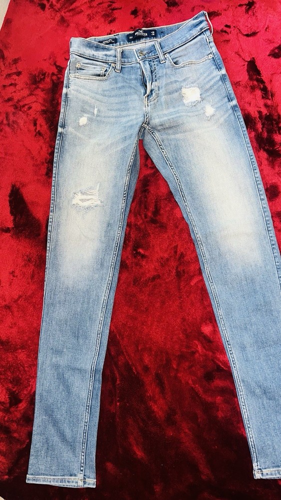 Hollister Skinny Stacked 100% Cotton Denim Blue Jeans Men's 28x30
