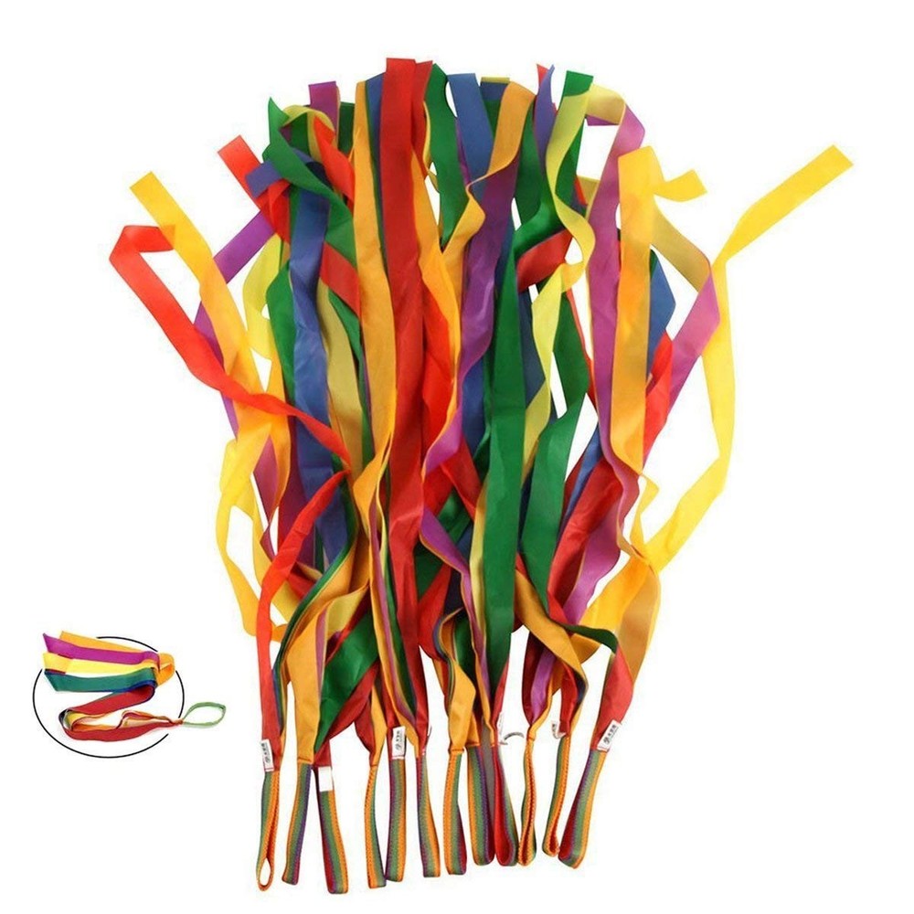 ORZIZRO Rainbow Dance Ribbons 12PCS Rhythm Ribbon Streamers for Kids Children...