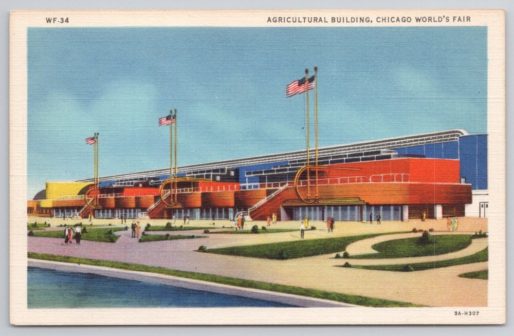 1933 Century of Progress Chicago World's Fair Agricultural Building Postcard