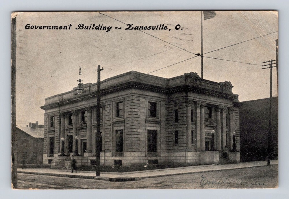 Zanesville OH-Ohio, Government Building, Gent, Vintage c1907 Postcard