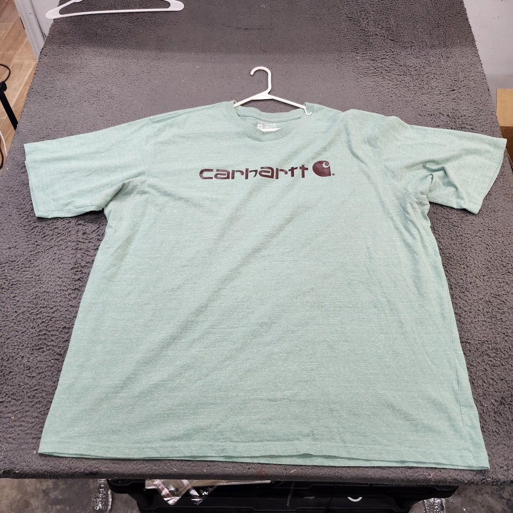 Carhartt Shirt Mens 2XL Green Logo Graphic Tee Tagless Loose Fit Workwear