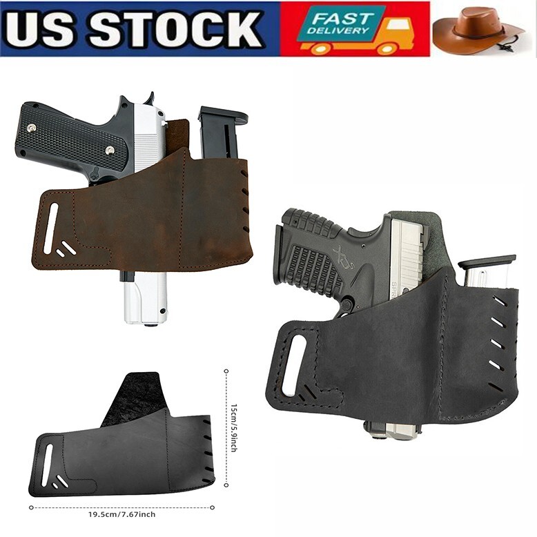 Leather Gun Holster Tactical Handgun OWB Concealed Carry Pistol Molle Waist