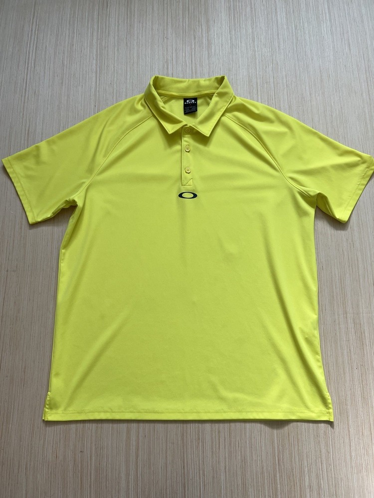 Vintage Oakley Hydrolix Yellow Short Sleeve Golf Polo Shirt Men’s Large Used
