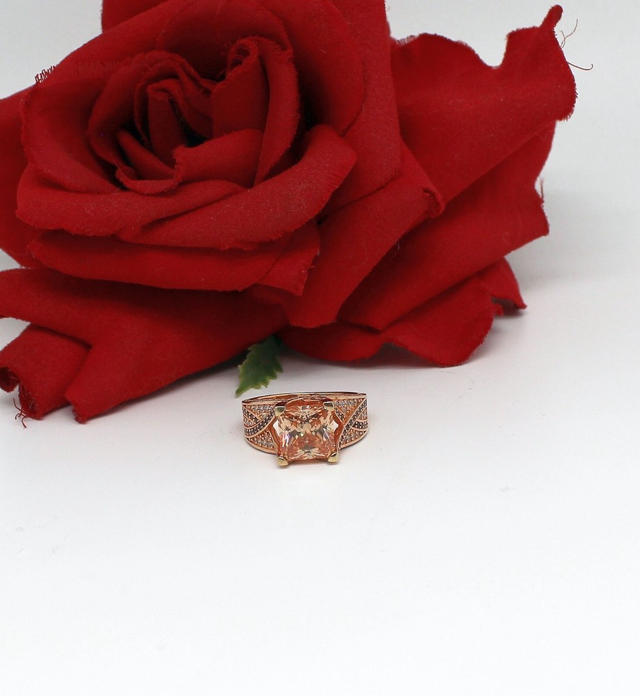 Sterling Silver Vermeil BBJ CZ Cocktail  Ring Size 8 6.21g CAT RESCUE