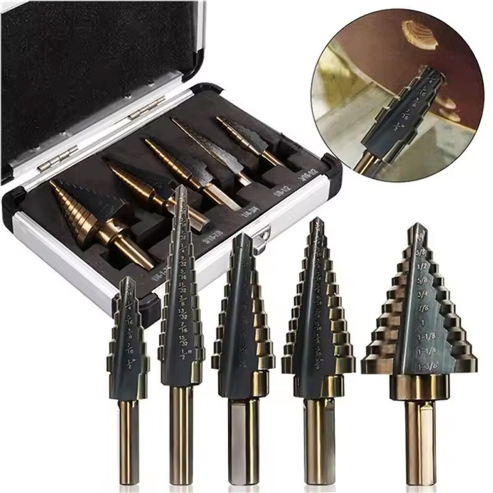 5Pcs HSS Cobalt Hole Large Metal Step Drill Bit Set Titanium Cutter Cone 50 Size