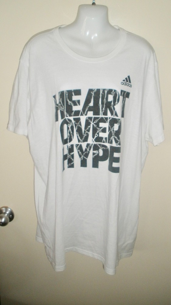 #881 Men's adidas Tee 2XL White Heart over Hype Scissors GO-TO Performance