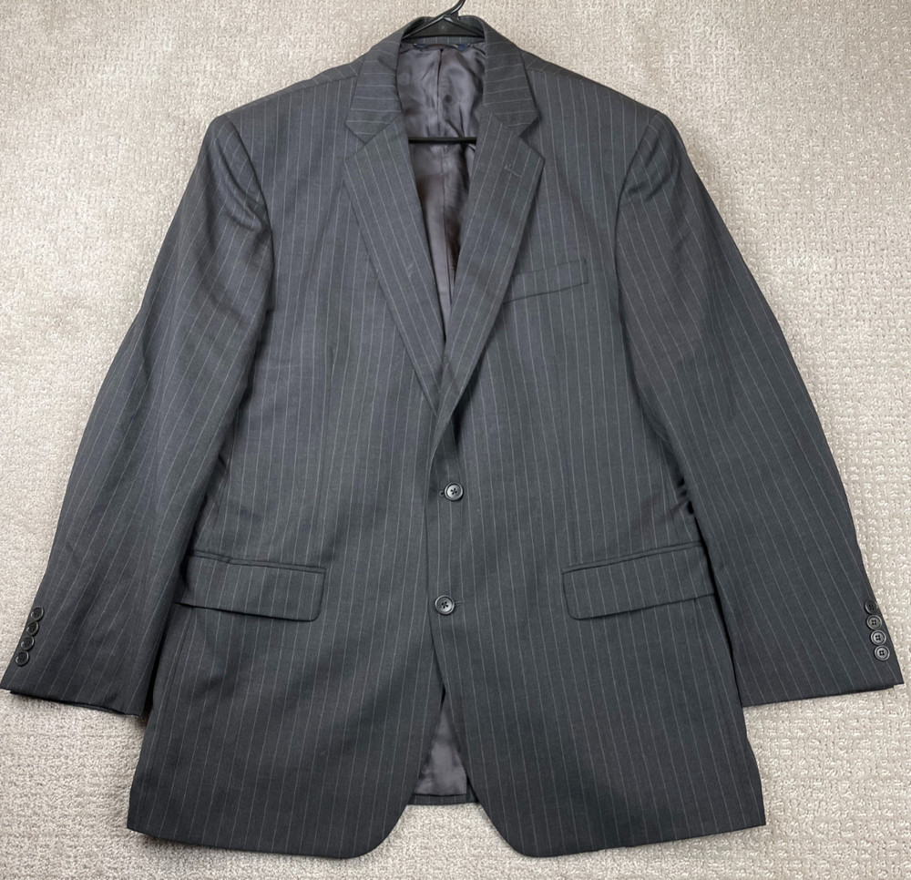 Brooks Brothers 1818 Blazer Men 44L Estrato Wool Gray Pinstripe Madison Coat USA