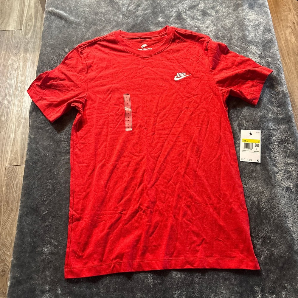 Nike Men's Sportswear Club T-Shirt Red Short Sleeve Crewneck