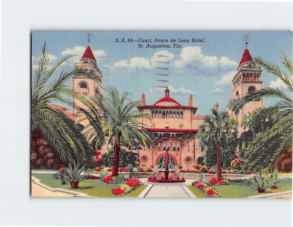 Postcard Court Ponce De Leon Hotel St. Augustine Florida USA