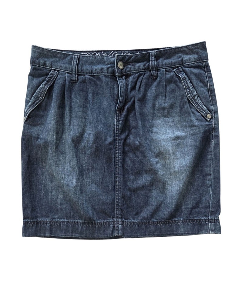 ESPRIT Mini Denim Jean Skirt Sz 29 Flap Pockets Embroidered Logo Y2K 2000’s Blue