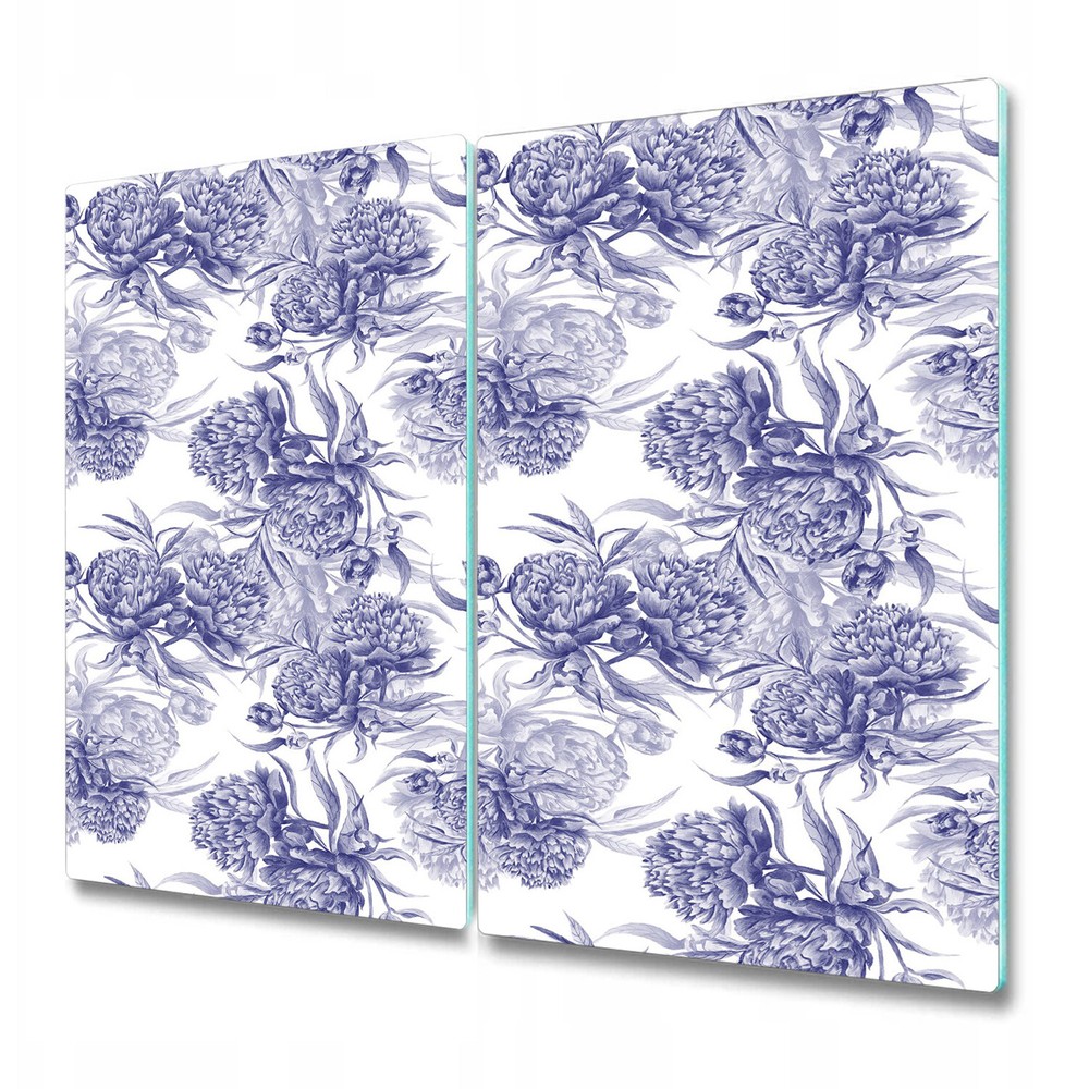 Glass Chopping Cutting Board Worktop Saver Peonies purple and white 2x30x52