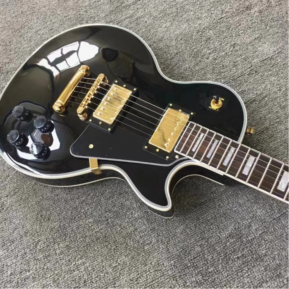 Hot Sale Classic Gold Accessories Electric Guitar, Black Card Electric Guitar