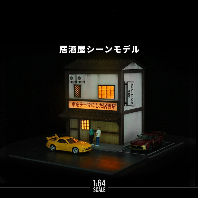 Diorama 1/64 Car Garage Model Japanese Izakaya Scene Display Building Model