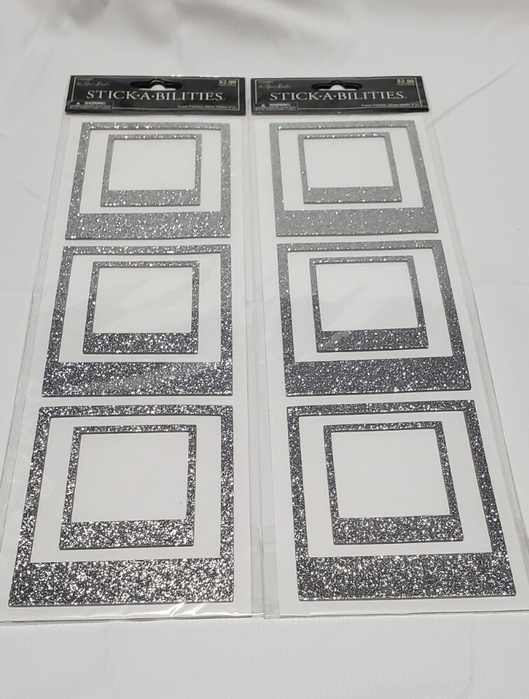 STICK-A-BILITIES Sticker Sheets Silver Glitter Foam Frames, 2 packages