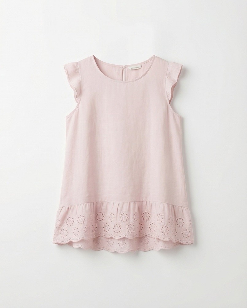 Italian Linen Blouse Women M Pink Sleeveless Top Eyelet Lace Made In Italy