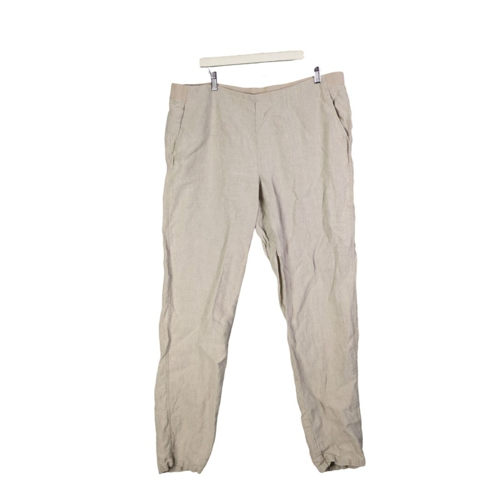 Pantalones Pull-On J. JILL LOVE LINEN TALLA XL TALL Beige Costero Abuela Playa Capas-image