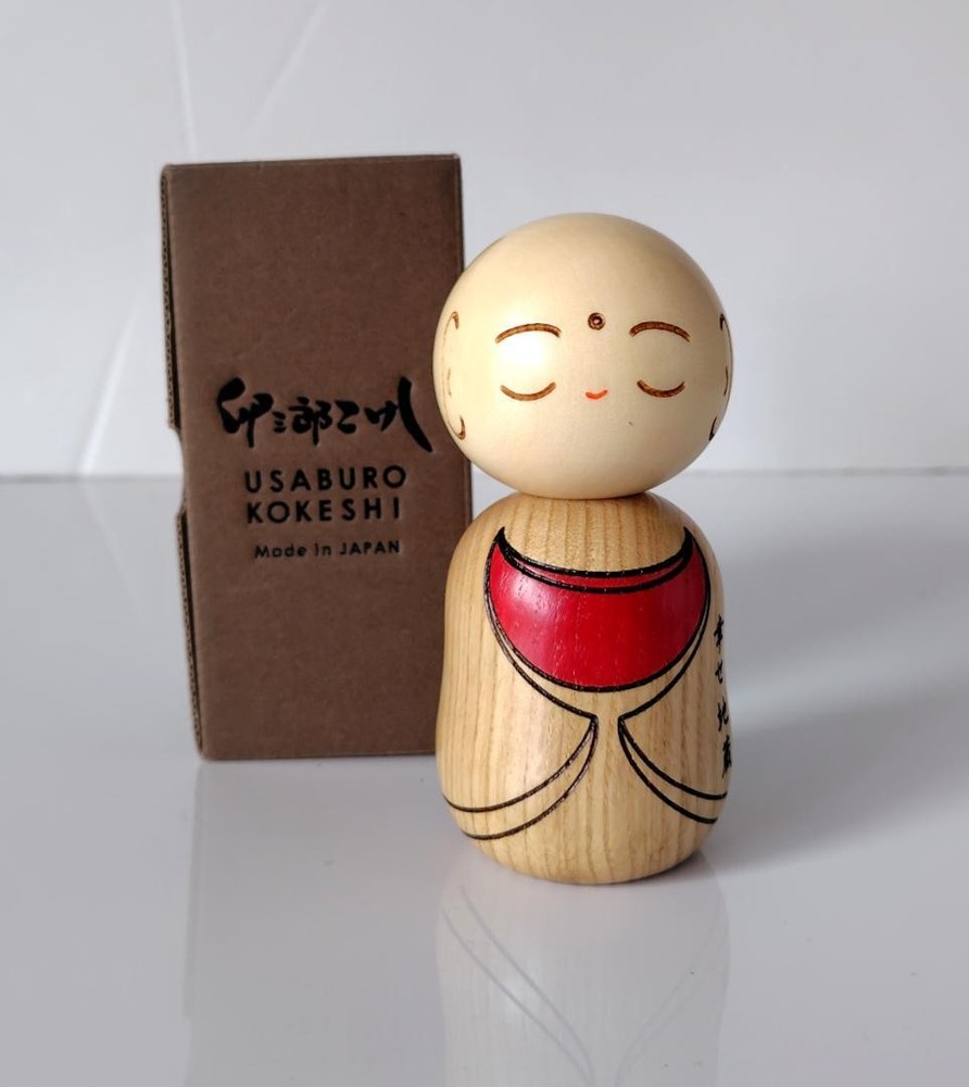 Usaburo Kokeshi Jizo Wooden Doll New Traditional Japanese Art Craft