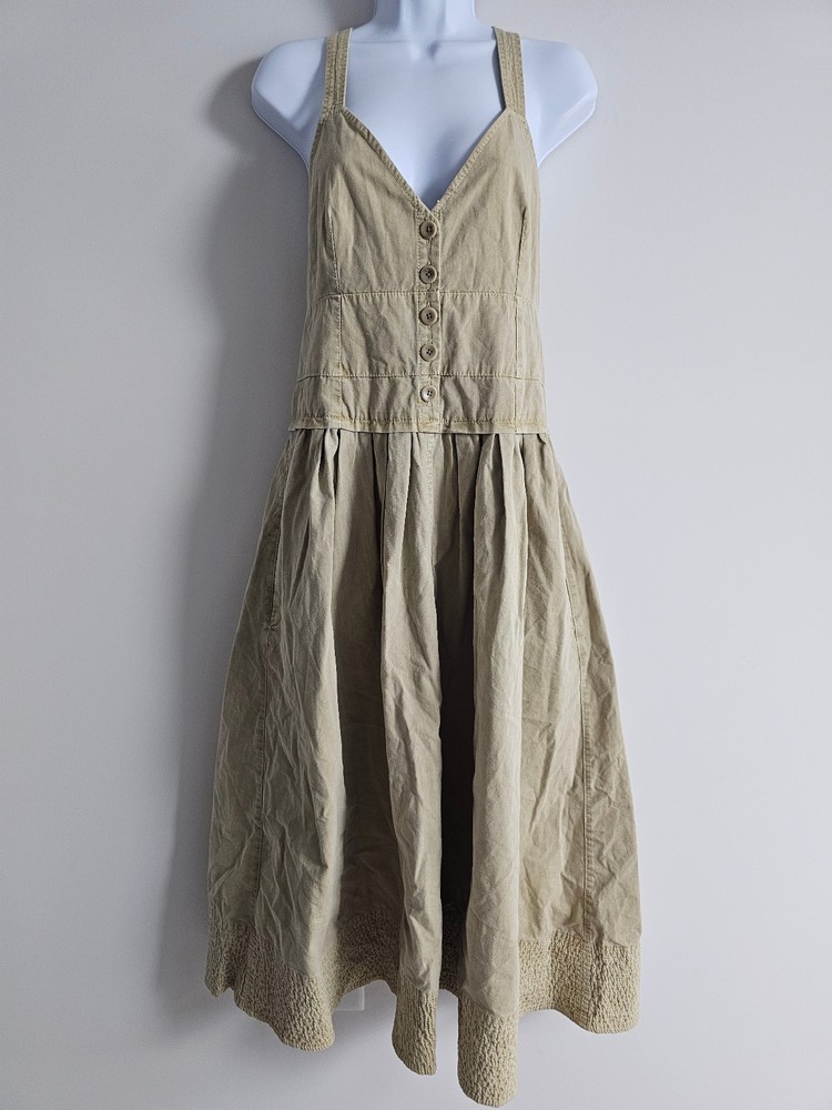 Proenza Schouler White Label Midi Dress Womens 10 Khaki Quiet Luxury Preppy Glam