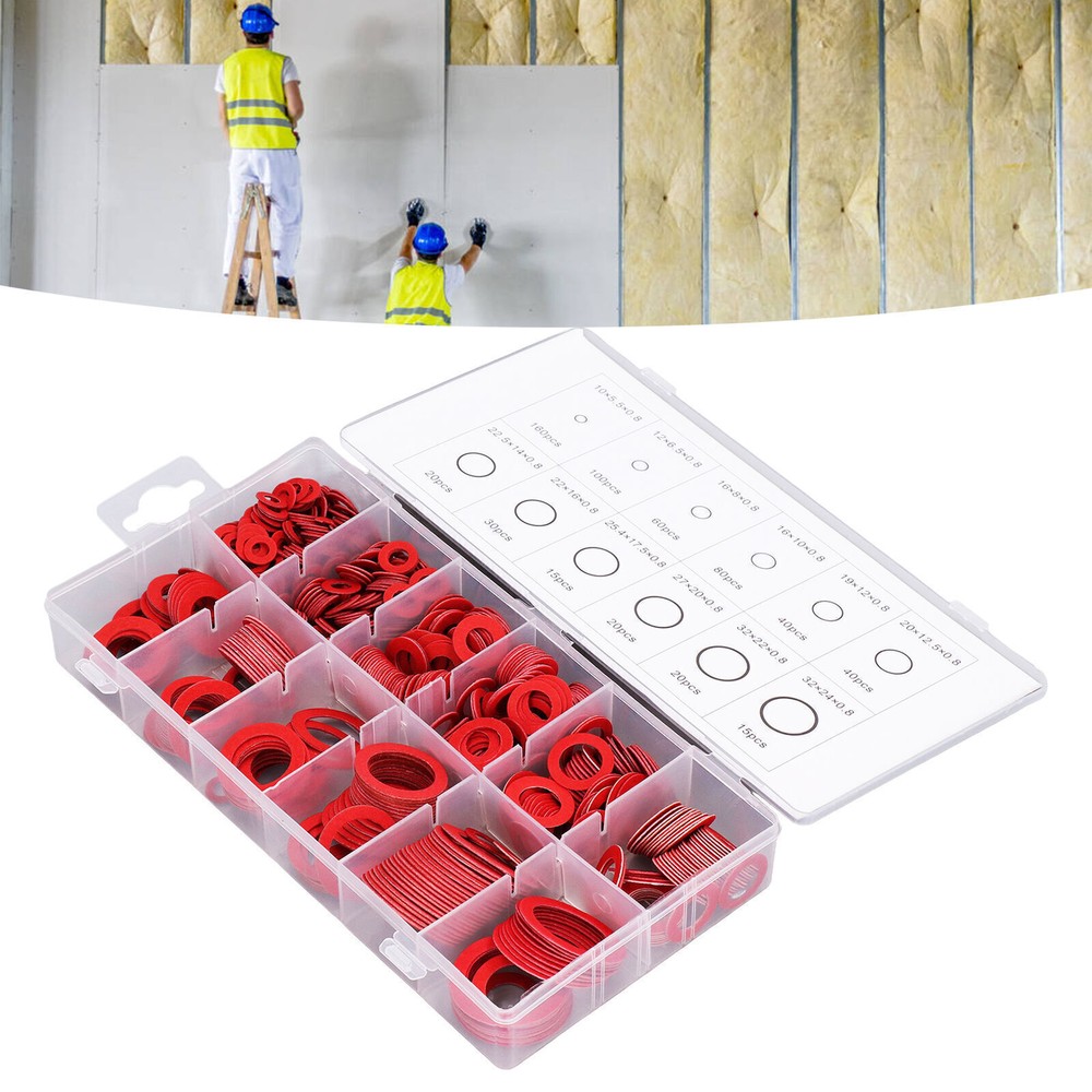 600PCS Flat Washer Assortment Insulation Alloy Steel Paper Fiber Sealing Gasket