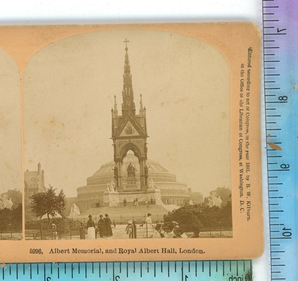 Albert Memorial & Royal Albert Hall London England Kilburn Stereoview