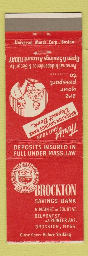 Matchbook Cover - Brockton Savings Bank MA