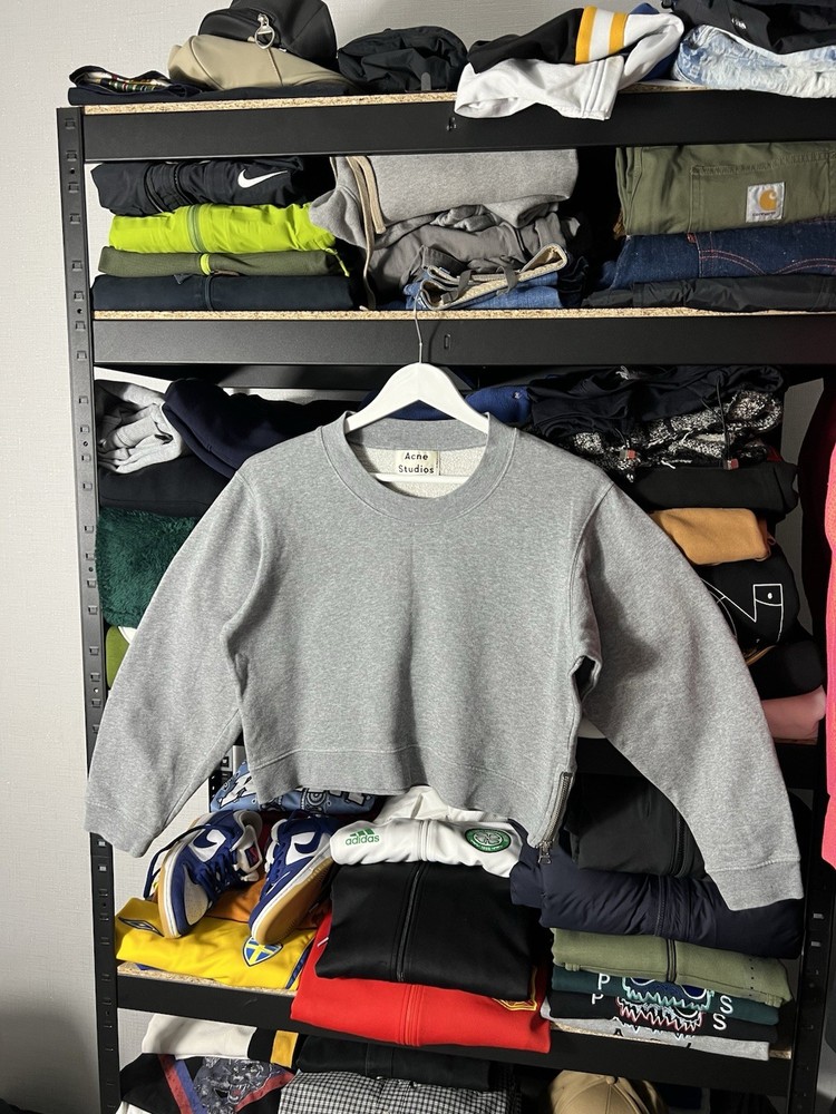 🩶 Acne Studios Bird Z Sweatshirt Fleece Pullover Cropped Size XS