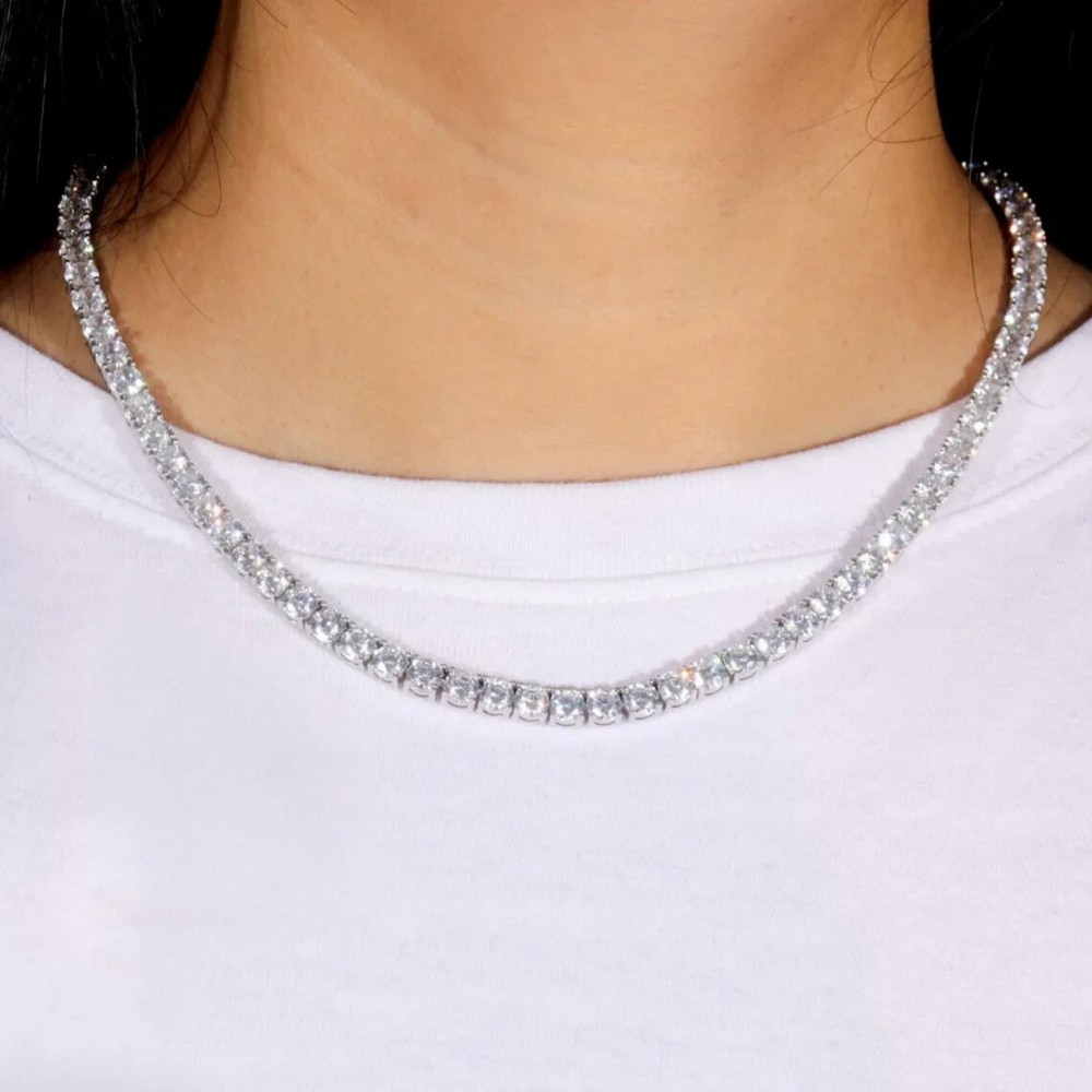 14Ct Round Lab Created Diamond Tennis Necklace 18