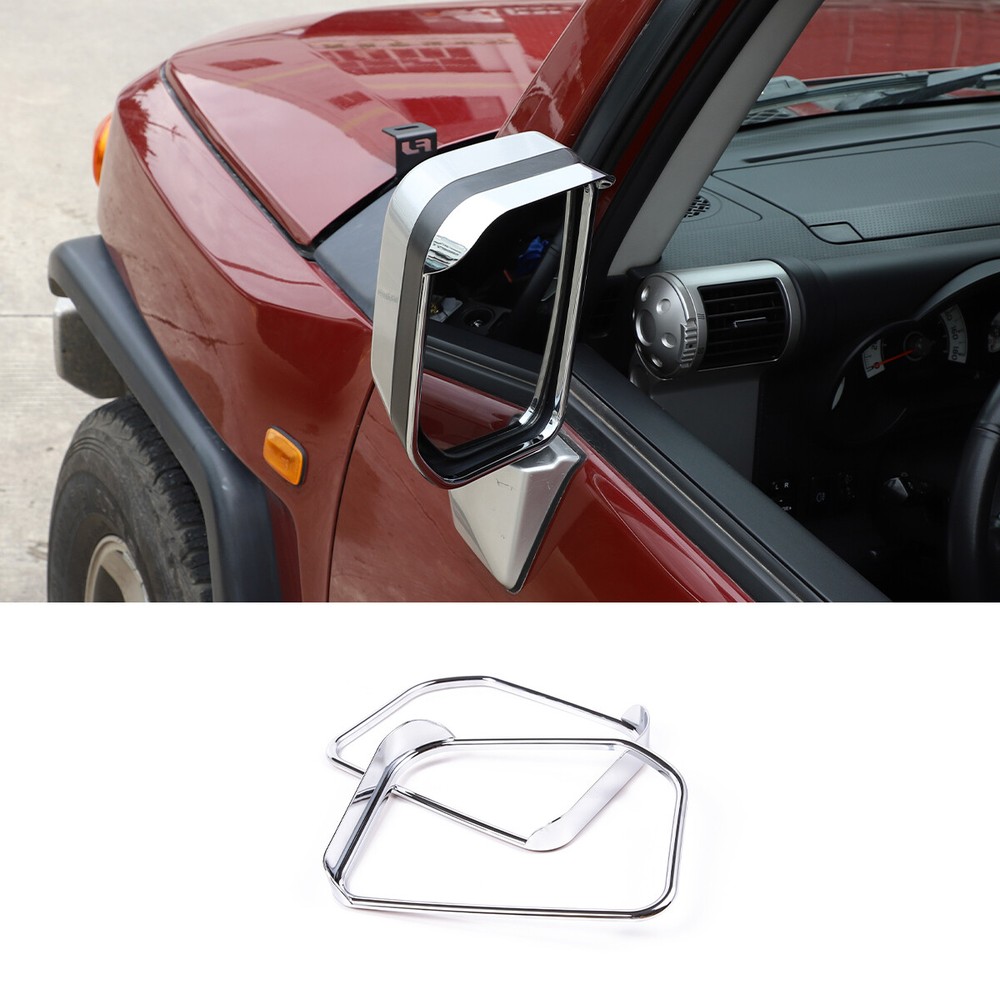 ABS Chrome Rearview Mirror Rain Guard Trim for 2007-2021 Toyota FJ Cruiser-image