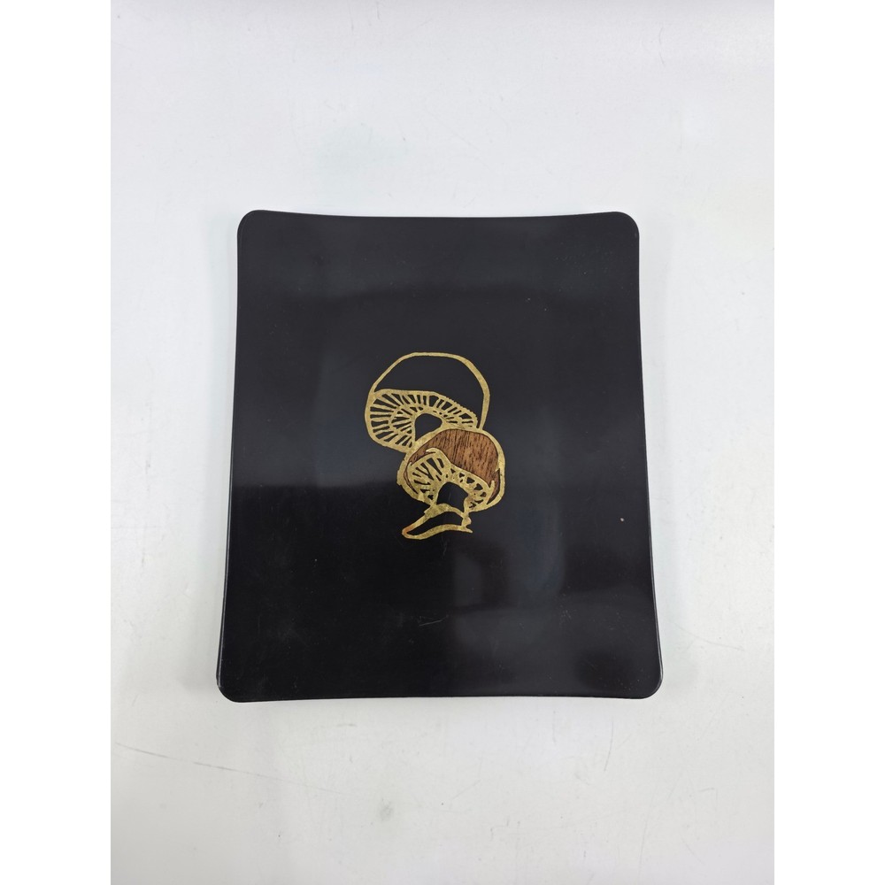 Couroc of Monterey Mushroom Tray Vintage Mid Century Black Inlaid Trinket Dish