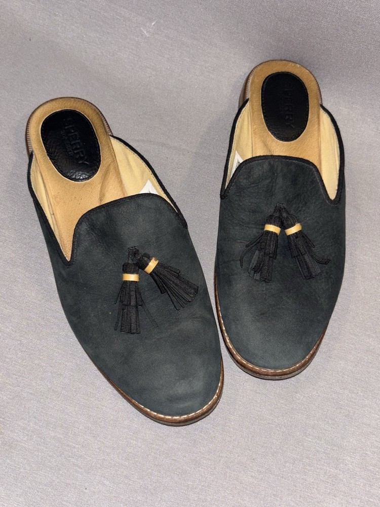Sperry Tassle Flat Mules Women’s 8.5 Hunter Green Suede Slip On Classic Preppy