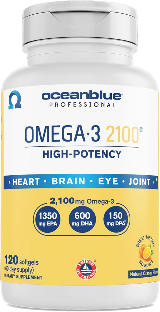 Professional Omega-3 2100-60 Count - High-Potency Triple Strength Burpless Fish