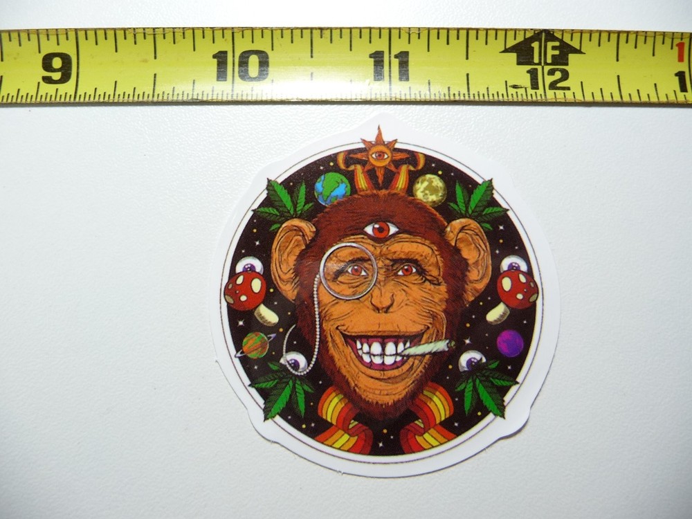 420 Happy Chimp Weed Sticker - Fun Marijuana Decal for Fans