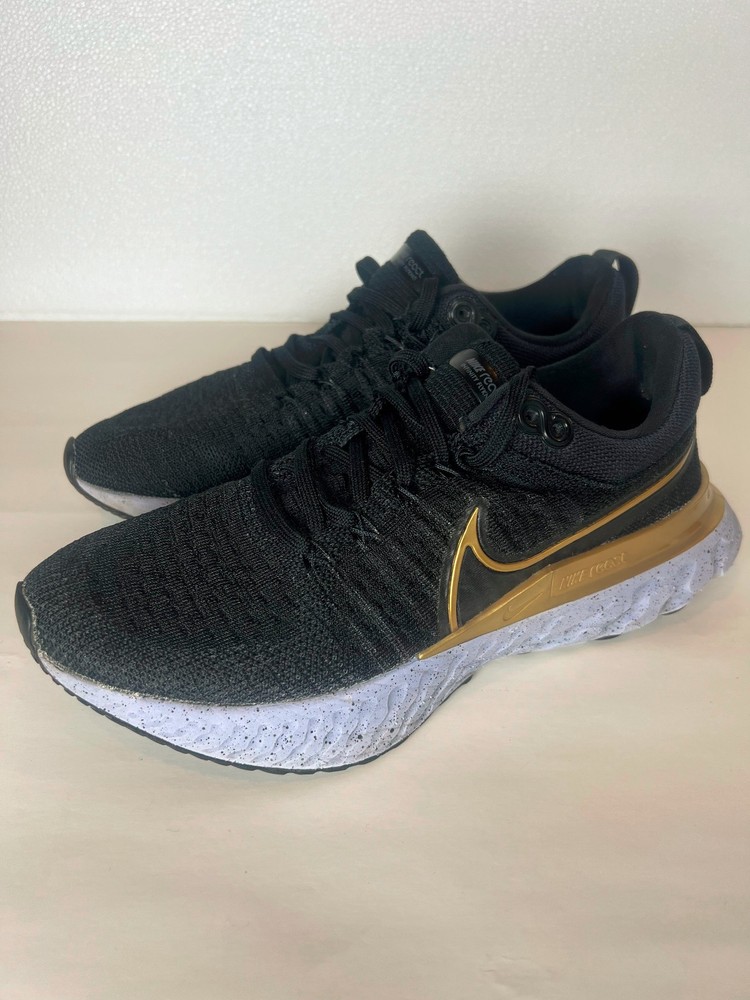 Size 8.5 - Nike React Infinity Run Flyknit 2 Black Metallic Gold W - Great